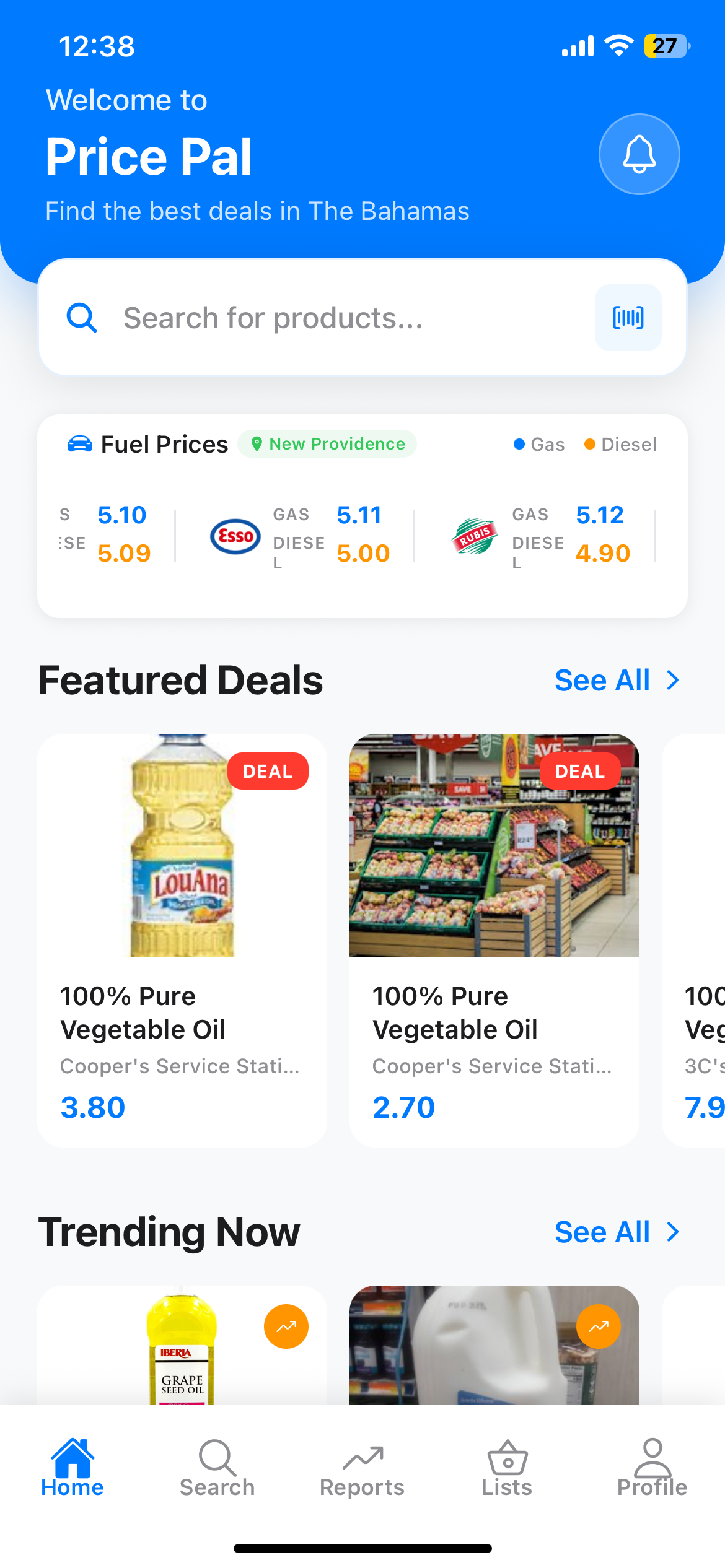 PricePal App Home Screen